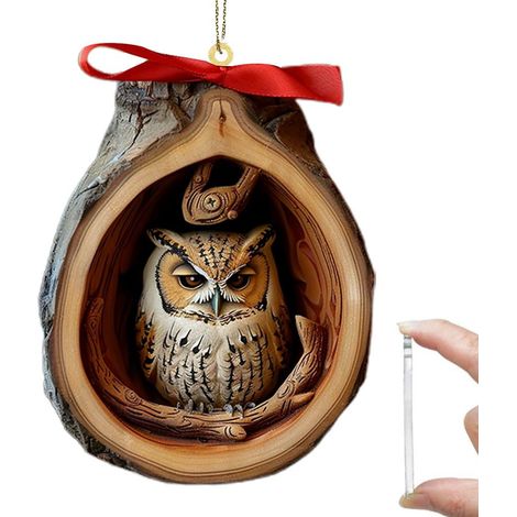 Ornement Animal - Décoration Arbre De Noël En Acrylique - Forme Forêt 2D - Diamètre 8 Cm - Lot De 1