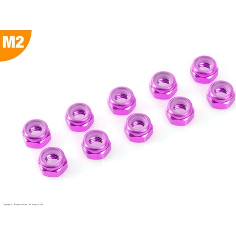 Revtec - Aluminium Nylstop Nut - M2 - Purple - 10 pcs