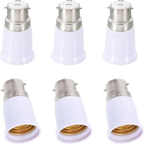 6 Pièces Adaptateur B22 à E27, Convertisseur Douille Baïonnette B22 to E27, Compatible avec Ampoules LED, Incandescentes, Adaptateur Culot Douille, Halogènes et CFL,Pour Éclairage Domestique et (1/4)