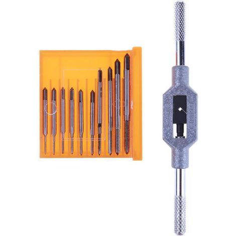 Juego de 11 mini llaves para machos de roscar, juego de porta-machos de roscar manual de acero de alta velocidad M1, M1.2, M1.4, M1.6, M1.7, M1.8, M2, M2.5, M3, M3.5 (juego de 11 mini machos de roscar (1/5)
