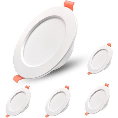LED 7W Encastré Spot Salle de Bain IP44, Lot de 5 Downlight 3000K 600LM Aluminium Moulé Sous Pression, Découpe 88mm (1/5)