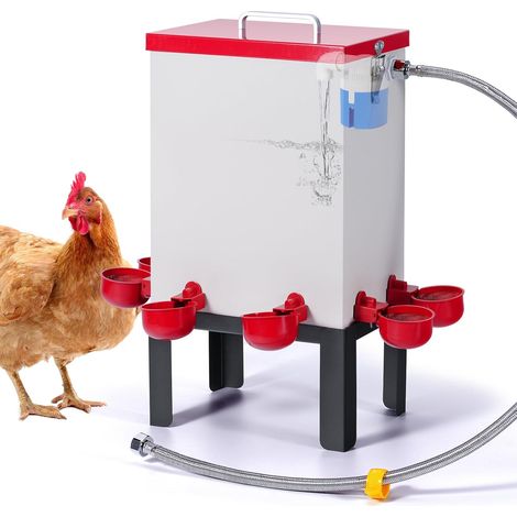Abreuvoir pour poules de 15 l avec 6 gobelets - Distributeur d'eau automatique pour poules - Abreuvoir automatique en acier inoxydable - Abreuvoir automatique pour poulet, canard, oie, dinde (1/5)