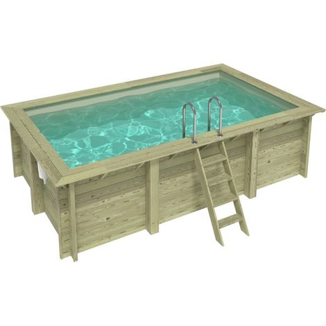Piscine en bois AQUA 4.65 x 2.85 - H.1.24 m, sable, cadre en métal - sans dalle