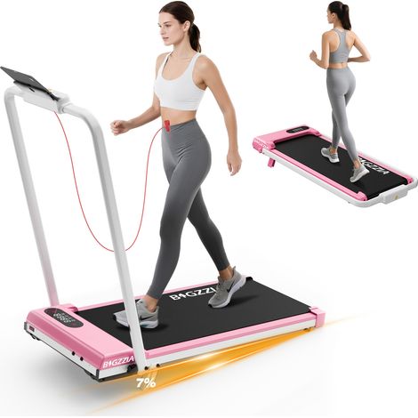 Tapis de course électrique pliable avec inclinaison 7 % - Vitesse max 8 km/h - Écran LED - Moteur 2.5CHP - Charge max 130 kg - surface de course 38 x 92 cm - Amortissement 5 couches