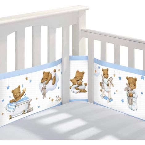 Tour de lit Bébé Cabane, Tours de Lit en Maille Respirant, Contour de Lit Bébé Respirant, Doublure en Maille 4 Côtés, Contour de Lit pour Bébé avec Circulation de l'air Doublure en Maille (1/5)