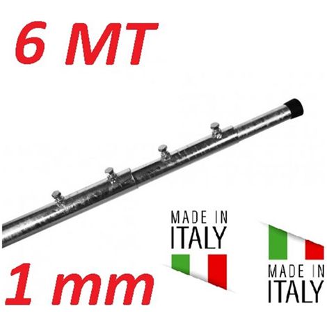 Palo Telescopico 6 Metri 2Mt X 3 Pezzi Spessore 1 Mm Zincato A Fuoco Made In Italy (6 Mt)