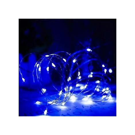 Blaue LED-Lichterkette, batteriebetrieben, 50 Mikro-LEDs für Hochzeiten, Partys, Weihnachten, Zuhause, Innen- und Außenbereich, Kupferdraht, Ein-/Ausschalttimer, 5 m