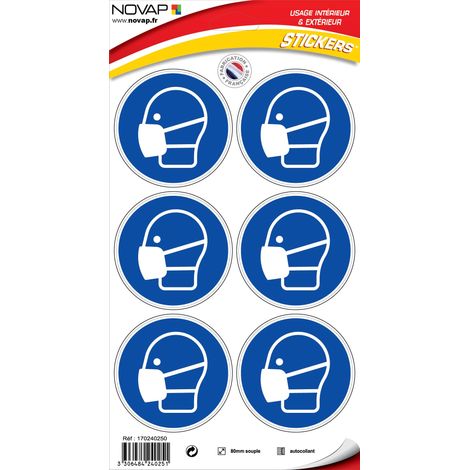 Planche 6 Pictogrammes Ø 80mm - Protection temporaire des Voies respiratoires - 4240251