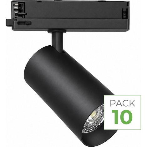 Pack 10 Spot LED sur Rail COB Triphasé 20W 36° Noir - Garantie 5 ans - Blanc Neutre - SILUMEN (1/5)
