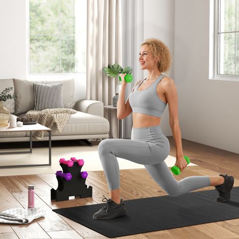 Ensemble d'haltères hexagonale avec support d'haltères, pour la musculation, 2 x 1kg, 2 x 2kg, 2 x 3kg