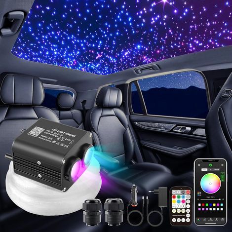 1 Kit Fibre Optique, 550 Brins 0,75mm, Lumière RGBW 20W, Commande Bluetooth, Pour Voiture Maison (1/5)