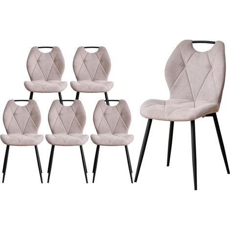 6er-Set Esszimmerstühle skandinavisch gepolstert mit Griffen, beige (1/5)