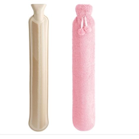 Bouillotte Longue avec Housse Souple 2L, Bouteille d'Eau Chaude avec Chauffe mains, Sac Chauffe Ventre, Bouteille de Lit pour Femmes et Hommes (1/5)
