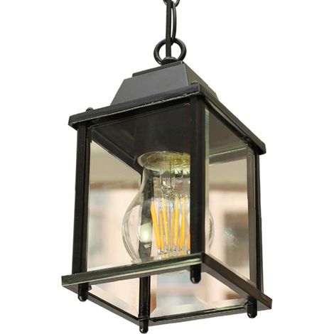 E27 Lampes Suspendues Lampe Pendentif Extérieure Noir Rétro IP44 Vintage Industriel Fer Plafonnier Éclairage Imperméable À La Pluie Pavillon Villa Loft Lustre Lumière Extérieure (A)