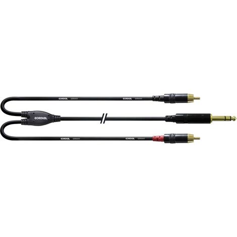 Cordial CFY 3 VCC audio Adaptateur Y [1x Jack mâle 6.35 mm - 2x Cinch-RCA mâle] 3.00 m noir