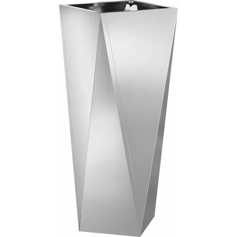 Fioriera moderna in acciaio zincato 30 x 30 x 75 cm stile chic pratico per giardino terrazza in acciaio argento 020053016