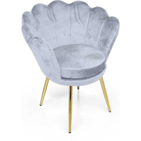 Sessel aus Muschelsamt mit goldenen Beinen
