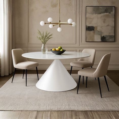 Tavolo ovale Punto con piano effetto marmo bianco – 200x100x76H (1/3)