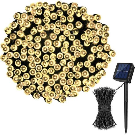 Guirlande Lumineuse Exterieur Solaire, 22M 200 LED Guirlande Solaire Intérieur Étanche 8 Modes Lumière (Blanc Chaud)