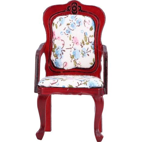 Fauteuil miniature en bois pour maison de poupée échelle 1:12, meuble décoratif simulation salon. (1/5)
