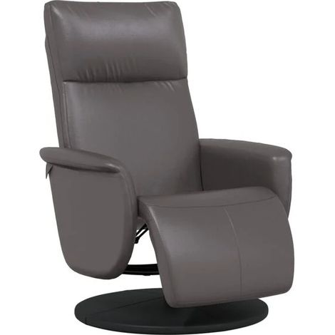 Fauteuil inclinable gris en similicuir avec repose-pieds (1/5)