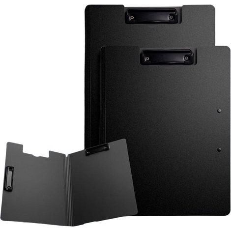 Due lavagne bianche formato A4 con coperture protettive e due morsetti, ideali per uffici, cantieri, scuole e luoghi simili. Colore blu scuro. (1/5)