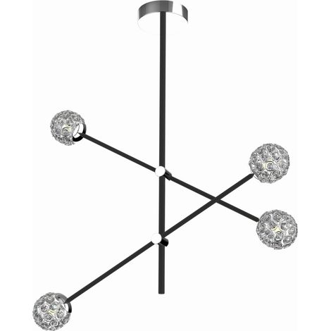 Lampadario Candellux Paksos cristallo nero metallo 4xG9 (1/4)