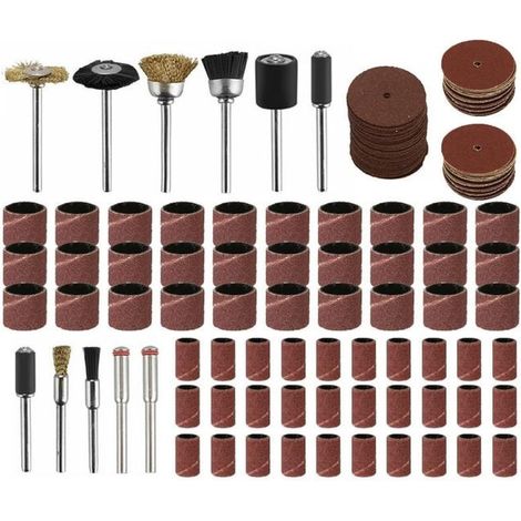 AIDUCHO 150pcs bande de ponçage manchon de tambour 60/120/240 grains / laiton fil d'acier brosse de roue polissage nettoyage outil rotatif / disques abrasifs (1/5)