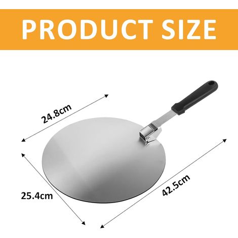 10 Pouces Spatule Pizza, Pelle Pizza avec Poignée Pliable, Inoxydable Accessoire Pizza, Circulaire Assiette à Pizza,Plaque Pizza Barbecue pour Pizzas Tarte Flambée Barbecue Pain Gâteau(30.529.5cm)
