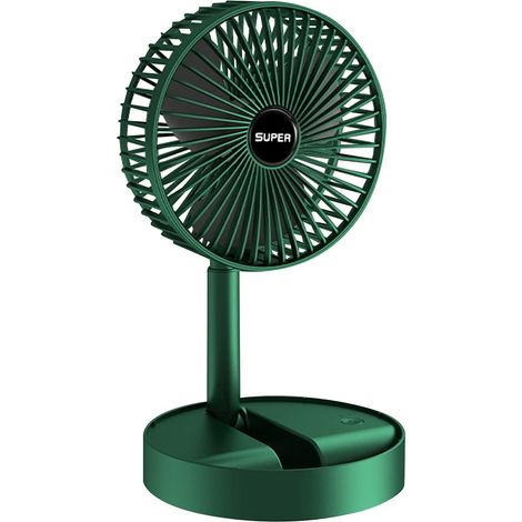 JSSEVN - Ventilador portátil, inalámbrico y plegable con pantalla telescópica, carga USB, batería integrada de 2000 mAh, altura ajustable y 3 velocidades para uso doméstico. (1/5)