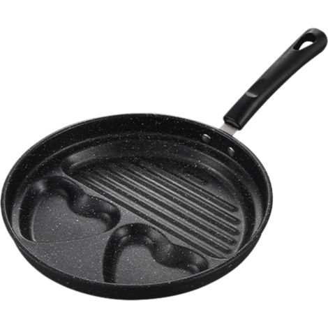 Poêle ronde multicouche avec poignée résistante à la chaleur, idéale pour préparer le petit déjeuner, compatible avec toutes les plaques de cuisson.