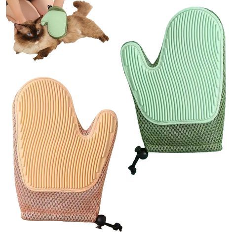 Gant de toilettage pour chiens et chats - Gant d'épilation et de massage doux - Élimine efficacement les poils morts des chiens, chats et chevaux à poils courts et longs (1/5)