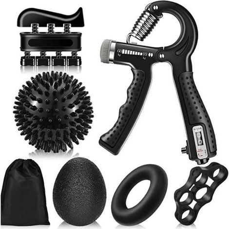 Hand Grip Musculation,6 pièces Muscleur de Main avec Comptage, 5-60KG Résistance Réglable Hand Gripper, Exerciseur de Doigts (1/4)