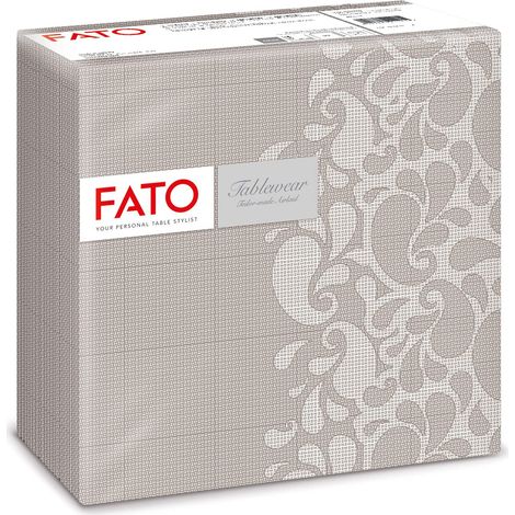 Fato - Tovaglioli in Carta a secco, Airlaid, Effetto Tessuto, Confezione da 50 tovaglioli, Formato 40x40 piegato in 4, Decoro Drops Tortora (1/5)