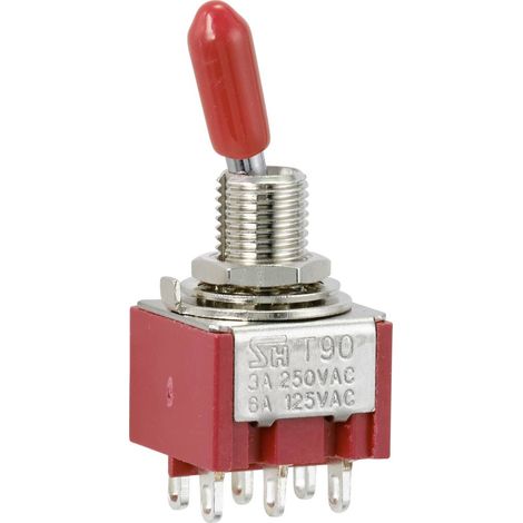 INTERRUTTORE A LEVA TRU COMPONENTS 125 V/AC 6 A 2 X ON/ON SOSPESO 1 PZ TC-9353996 (1/3)