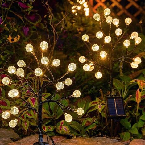 Lot de 2 lampes solaires pour extérieur de jardin - 20 LED - 2 modes - Décoration de jardin - Résistant à l'hiver - Étanche - Pour jardin, extérieur, patio, pelouse,Décoration de Noël (1/5)