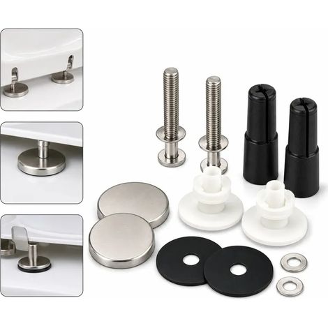 1 Pièce Kit de Charnière de Couvercle de WC en Acier Inoxydable 304 Blanc et Noir, Accessoire de Fixation pour Abattant de Toilettes (1/5)