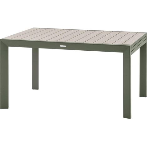 Table de Jardin Extensible Beige - 10 Places - Aluminium Antirouille Aluminium Effet Bois - Rallonge Coulissante (1/5)