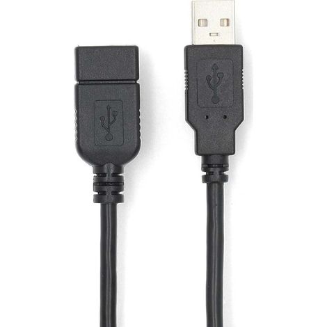 Nedis USB-Kabel / USB 2.0 / USB-A Stecker / USB-A Buchse / 18 W / 480 Mbps / Vernickelt / 3.00 m / Rund / PVC / Schwarz / Label