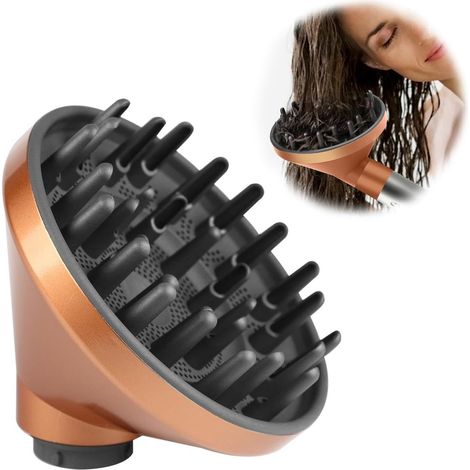 Diffuseur universel pour sèche cheveux couleur or tête de sèche cheveux accessoire de coiffure pour cheveux bouclés et ondulés (1/2)