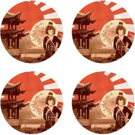 Set de 4 dessous de verres Décor Japon Cbkreation