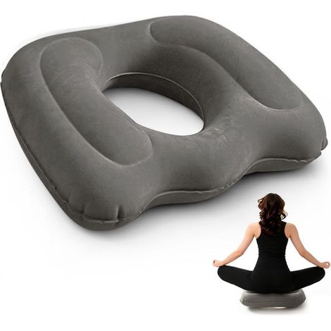 Cojín inflable para el coxis, cojín de asiento ajustable y portátil para la oficina, el coche, los viajes y la comodidad diaria, color gris (1/4)