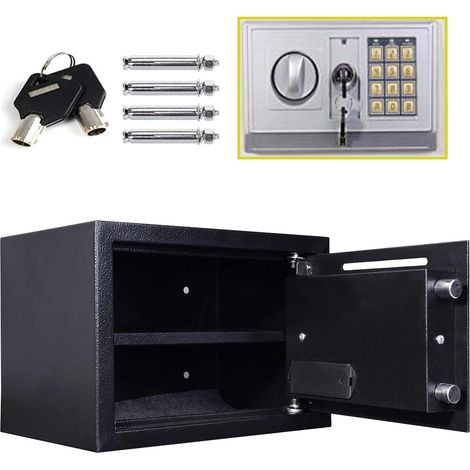 16L Digital Steel Safety Box Safe Electronic Security for Home Office Money Cash (35x25x25cm) Black (1/4)