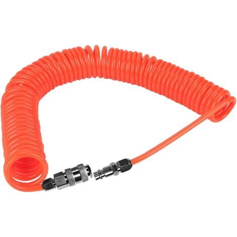 Flexible Compresseur Air 6 m Rétractable - Tuyau à Air Comprimé Antidéflagrant avec Raccord 1/4" - Diamètre 8 mm (Orange) pour Compresseurs Industriels et Outils Pneumatiques (1/5)