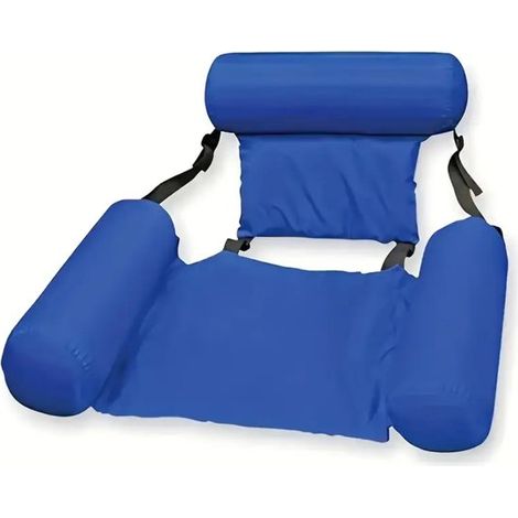 Fauteuil flottant gonflable bleu – Transat piscine flottant avec dossier – Hamac aquatique gonflable – Bain de soleil pour plage et piscine (1/2)