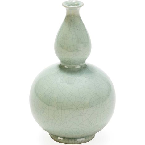 Vase en céramique vert finition craquelée déco élégante - Vert craquelé pastel