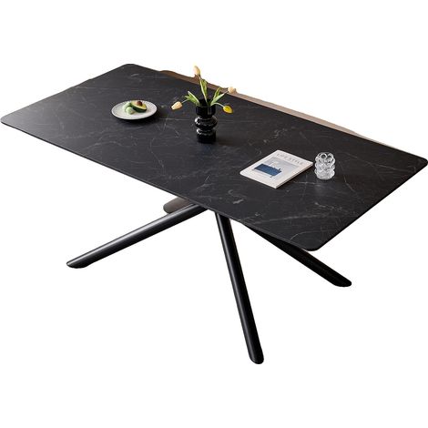 Table à manger, design moderne minimaliste, construction durable, Noir (1/2)