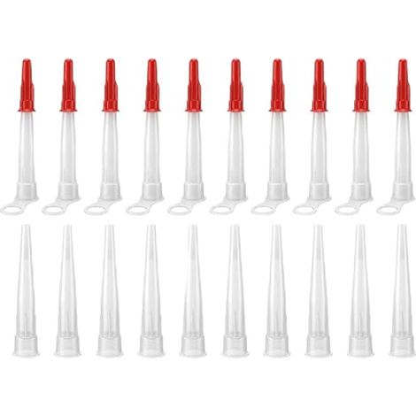 Lot de 20 Canules en Silicone, Buses d'Étanchéité PE Blanc 14mm avec Bouchons pour Pistolet à Calfeutrer, Accessoires pour Fenêtres, Portes, Cuisine, Salle de Bain, Bricolage (1/5)