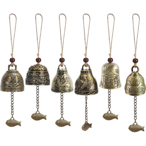 Lot de 6 carillons Feng Shui Feng Shui, carillon à vent Campanula, carillon de bénédiction, carillon éolien, cloches de sorcière, carillon à vent pour jardin à suspendre chance bénédiction (1/4)