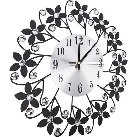 Horloge Murale Métallique Moderne Silencieuse - Décoration Bureau et Salon Cristal (1/5)